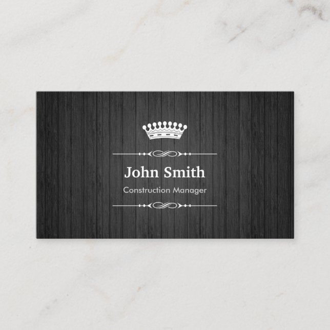 Carte De Visite Directeur de la construction Royal Black Wood Grai (Devant)