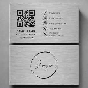 Carte De Visite Directeur de Projet Métal Code QR