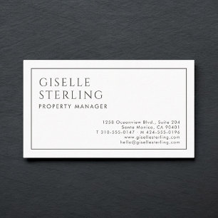 Carte De Visite Directeur de Propriété Minimaliste Luxueux Noir Bl