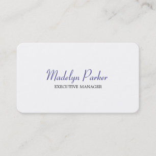 Carte De Visite Directeur exécutif blanc bleu moderne à la mode