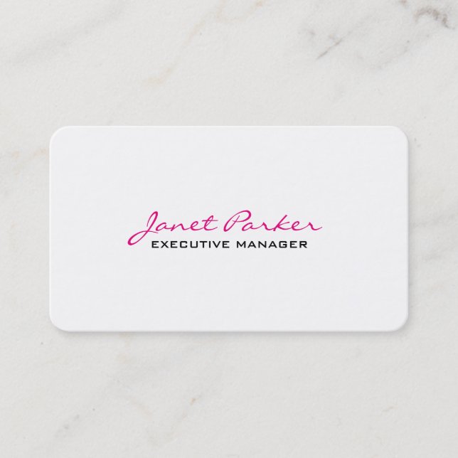 Carte De Visite Directeur exécutif moderne moderne rose blanc (Devant)