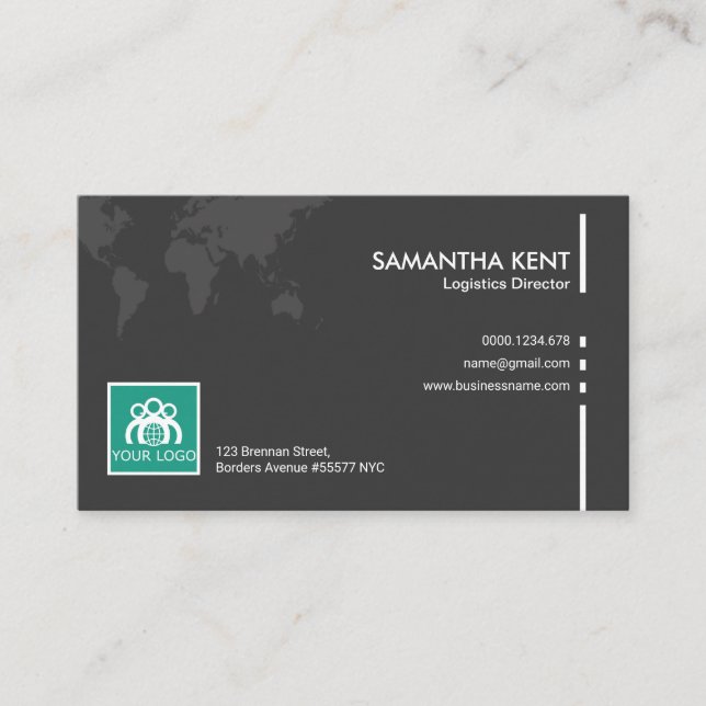 Carte De Visite Directeur gris simple simple de logistique de (Devant)