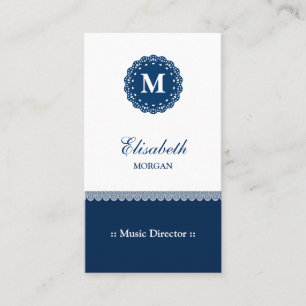 Carte De Visite Directeur musical - Élégant Monogramme de dentelle