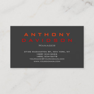 Carte de visite directeur tendance gris orange rou