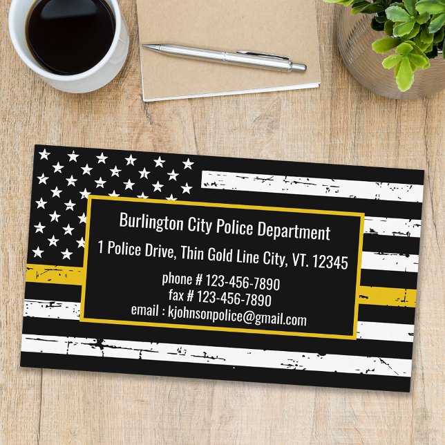 Carte De Visite Dispatcher Fire Police Mince ligne jaune (Créateur téléchargé)