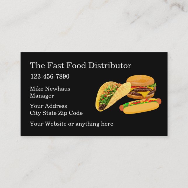 Carte De Visite Distributeur de gros de fast food (Devant)
