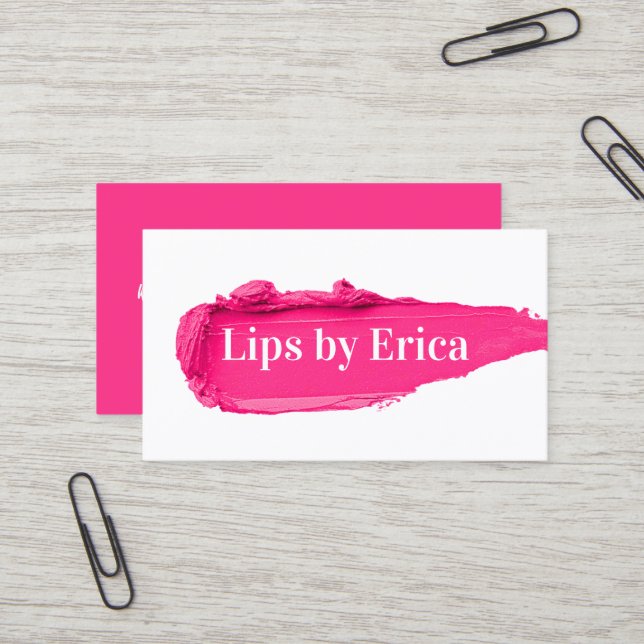 Carte De Visite Distributeur Lipsense Pink Lipstick Artiste maquil (Devant/Arrière en situation)