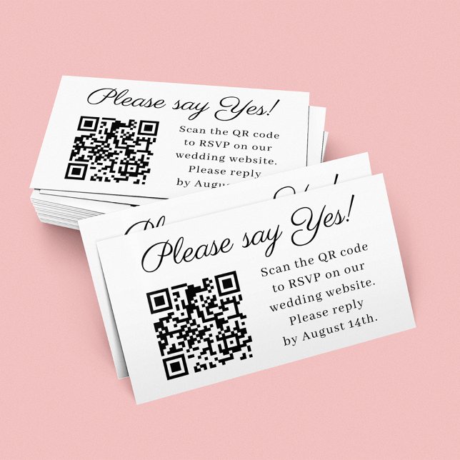 Carte De Visite Dites Oui Mariage élégant Code QR RSVP (Créateur téléchargé)