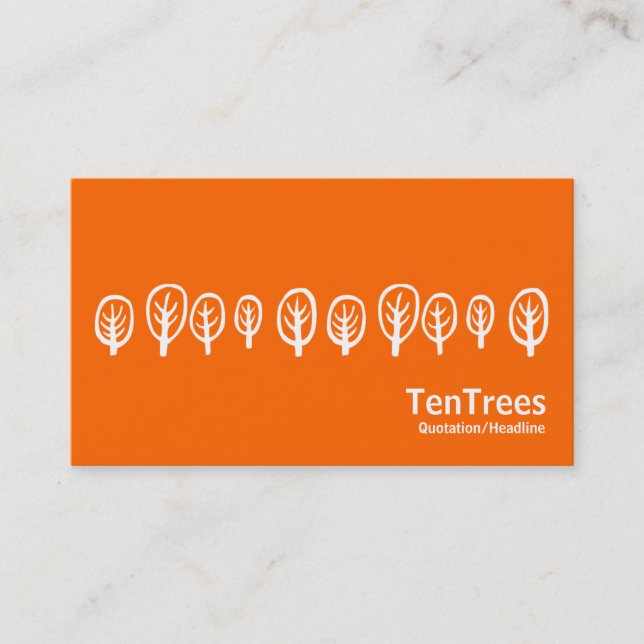Carte De Visite Dix arbres - Blanc sur Orange (Devant)