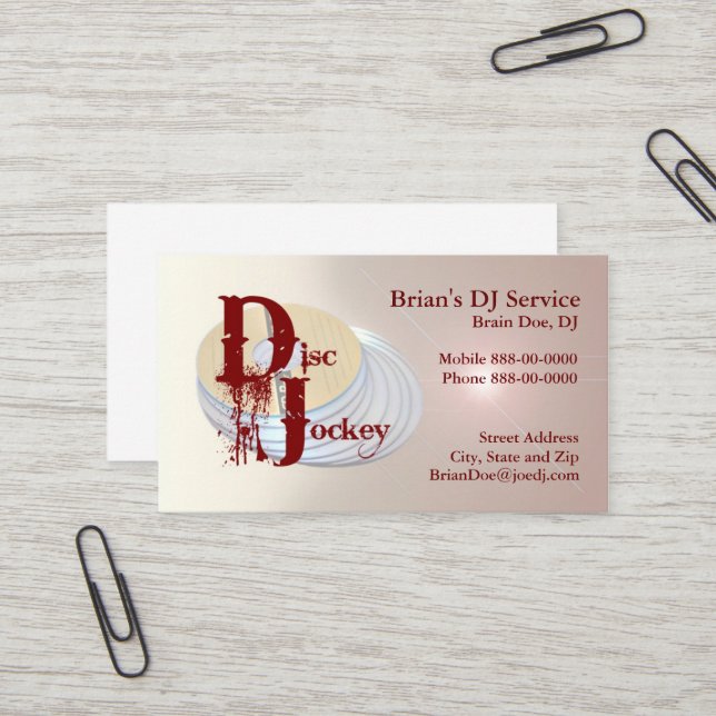 Carte de visite DJ (Devant/Arrière en situation)