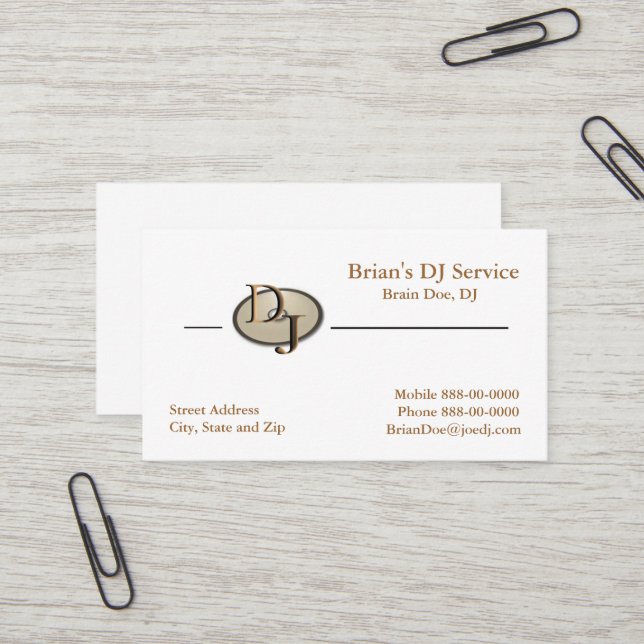 Carte de visite DJ (Devant/Arrière en situation)