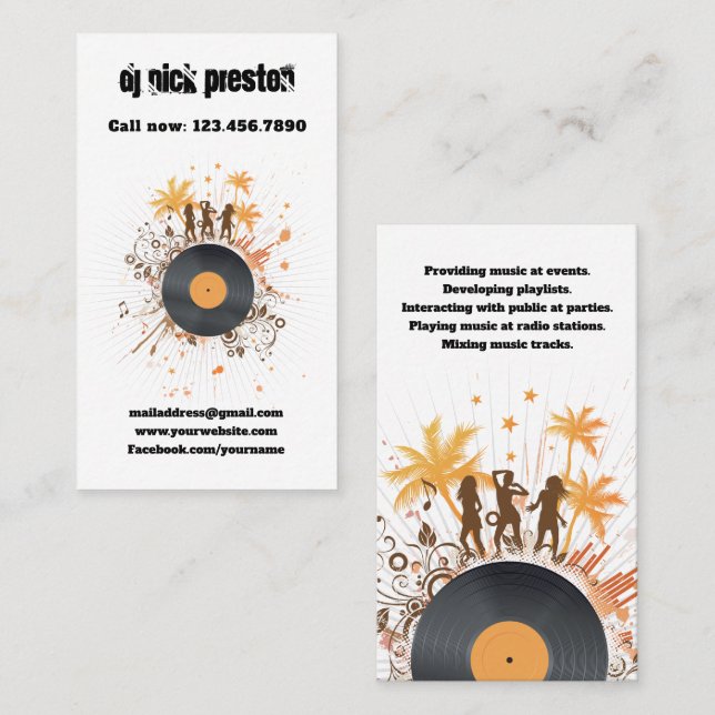CARTE DE VISITE DJ (Devant / Derrière)