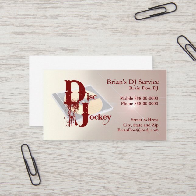 Carte de visite DJ (Devant/Arrière en situation)