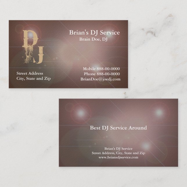 Carte de visite DJ (Devant / Derrière)