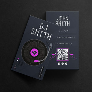 Carte De Visite DJ Chanteur Disquaire Deejay Musique Code QR Moder