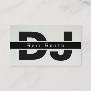Carte De Visite DJ moderne noir monogramme papier blanc arrière - 