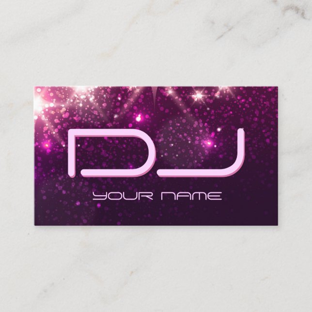 Carte De Visite DJ musical - Parties scintillant rose brillante (Devant)