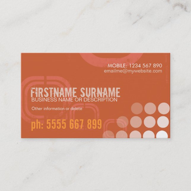 Carte de visite DJ Orange Grunge Electro Dubstep (Devant)