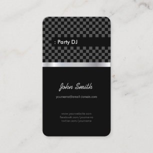 Carte De Visite DJ Party - Élégant À damiers noir