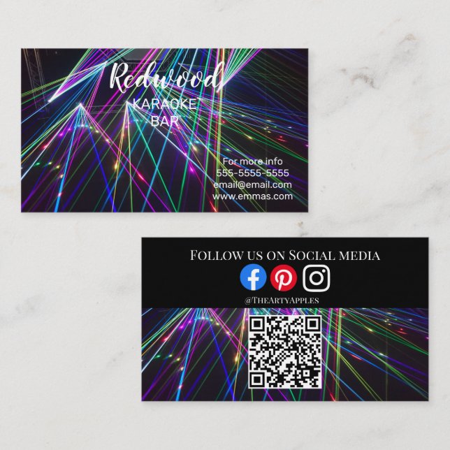 Carte De Visite DJ party planner lueur bâton disco karaoké club Bu (Devant / Derrière)