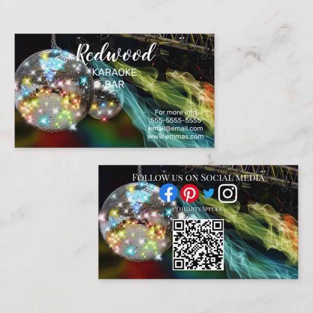 Carte De Visite DJ party planner lueur bâton disco karaoké club Bu (Devant / Derrière)