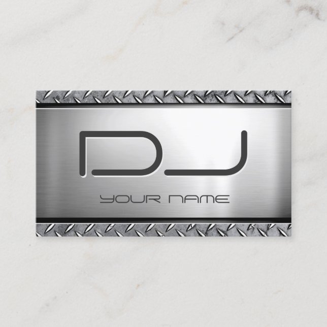 Carte De Visite DJ Personnalisé - Aspect métallique lourd unique (Devant)