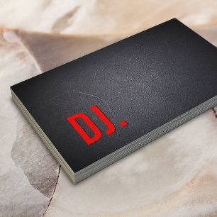 Carte De Visite DJ Red Bold Texte élégant minimaliste foncé