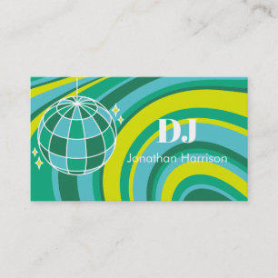 Carte De Visite DJ Retro Super Wave Disco Ball Green