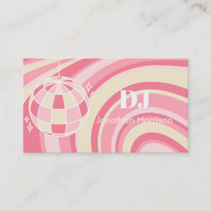 Carte De Visite DJ Retro Super Wave Disco Ball rose