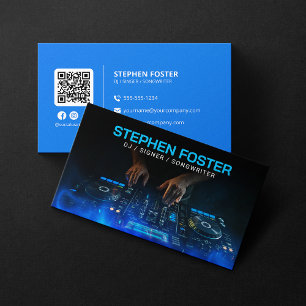 Carte De Visite DJs Blue Signer Musicien Deejay Producteur de musi