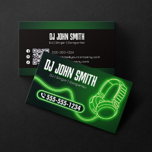 Carte De Visite Djs Chanteur Compositeur Casque Audio Néon Musique