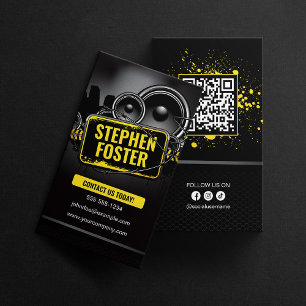 Carte De Visite DJs Producteur de musique Signer Black Yellow Spla
