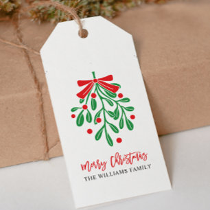 Carte De Visite do-it-yourself MISTLETOE ROUGE VERT MERRY CHRISTMA