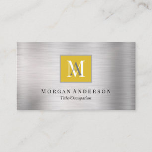 Carte De Visite do-it-yourself Nom du monogramme blanc/gris, or et