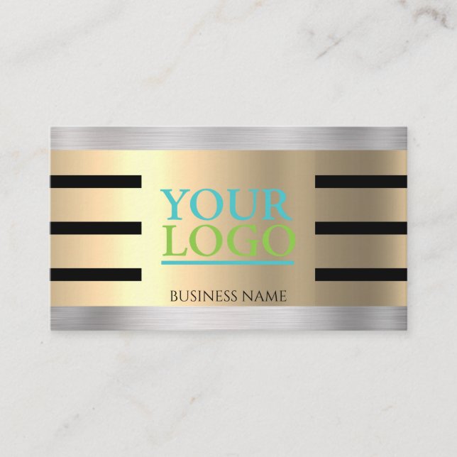 Carte De Visite do-it-yourself Votre Logo Yel Gold & Silver Blk. S (Devant)
