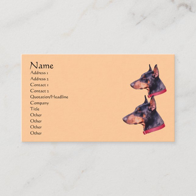 Carte De Visite Doberman chien animal (Devant)