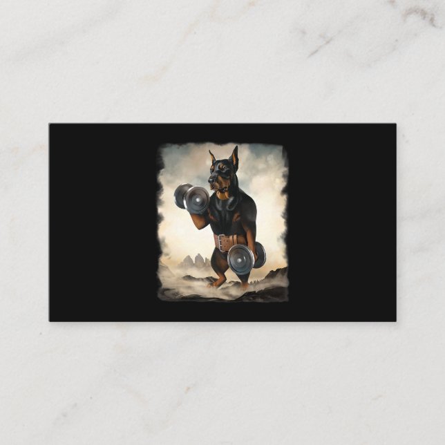 Carte De Visite Doberman Dog Muscle entraînement haltérophilie ave (Devant)