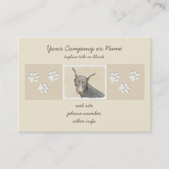 Carte De Visite Doberman Pinscher Peinture - Art Chien original (Devant)