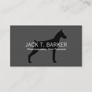 Carte De Visite Doberman Pinscher Silhouette Noir sur gris