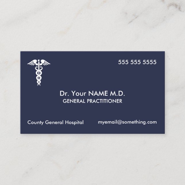Carte De Visite Docteur Caduceus Blue (Devant)