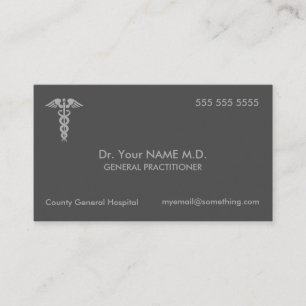 Carte De Visite Docteur Caduceus Grey