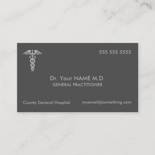Carte De Visite Docteur Caduceus Grey (Devant)