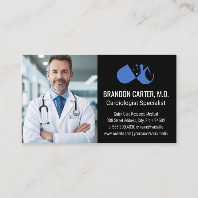 Carte De Visite Docteur Médicale | Employés hospitaliers (Devant)
