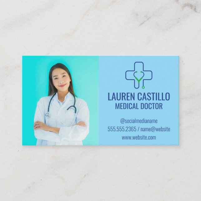 Carte De Visite Docteur Médicale | Logo santé hospitalière (Devant)