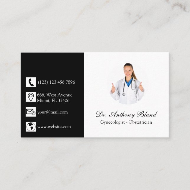 Carte De Visite Docteur obstétricien-gynécologue OBGYN élégant (Devant)