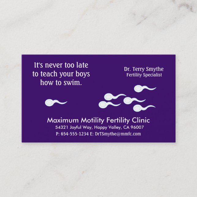 Carte De Visite Docteur Specialist de clinique de fertilité (Devant)