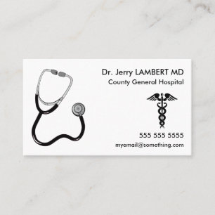 Carte De Visite Docteur Stethoscope White