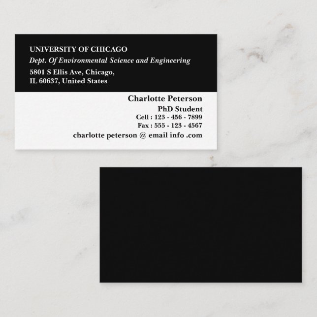 Carte De Visite Doctorat - Étudiant diplômé (Devant / Derrière)