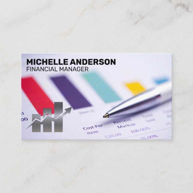 Carte De Visite Documents financiers | Stocks de graphique à barre (Devant)