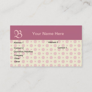 Carte de visite d'oeillet rose monogramme